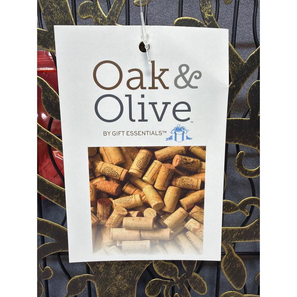 Metal Oak & Olive Cork Caddy NWT Tree of Life Design 12” x 12” Square - Picture 7 of 8